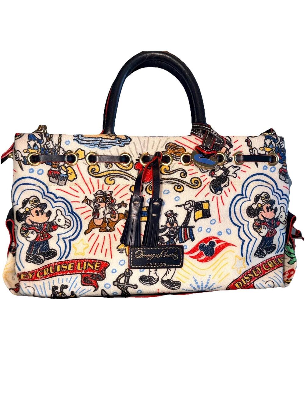 Disney Cruise Line Dooney & Bourke Sketch Tassle Tote Handbag Satchel 2010 Vtg